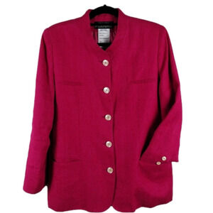 Harve Bernard Petites Pink Linen Long Sleeve Single Breast Button Classic Blazer